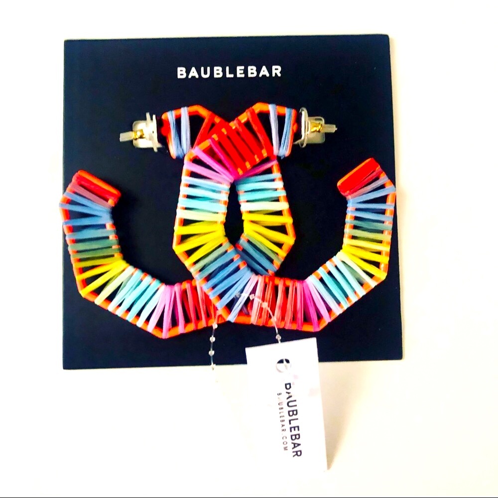 Baublebar Rainbow Tie Dye Circle Hoop Net Earrings